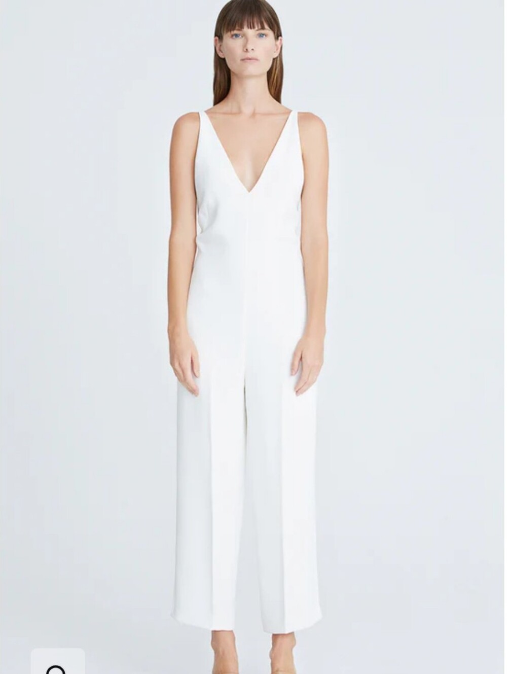 H by Halston White V-Neck Sleeveless Wide-Leg Jumpsuit